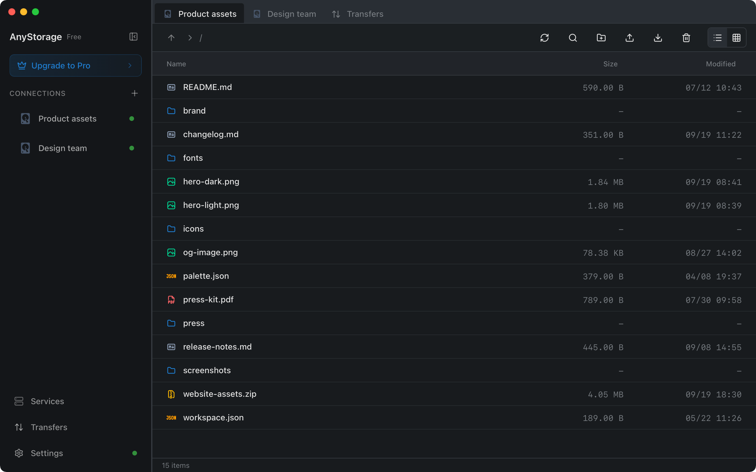 AnyStorage desktop app