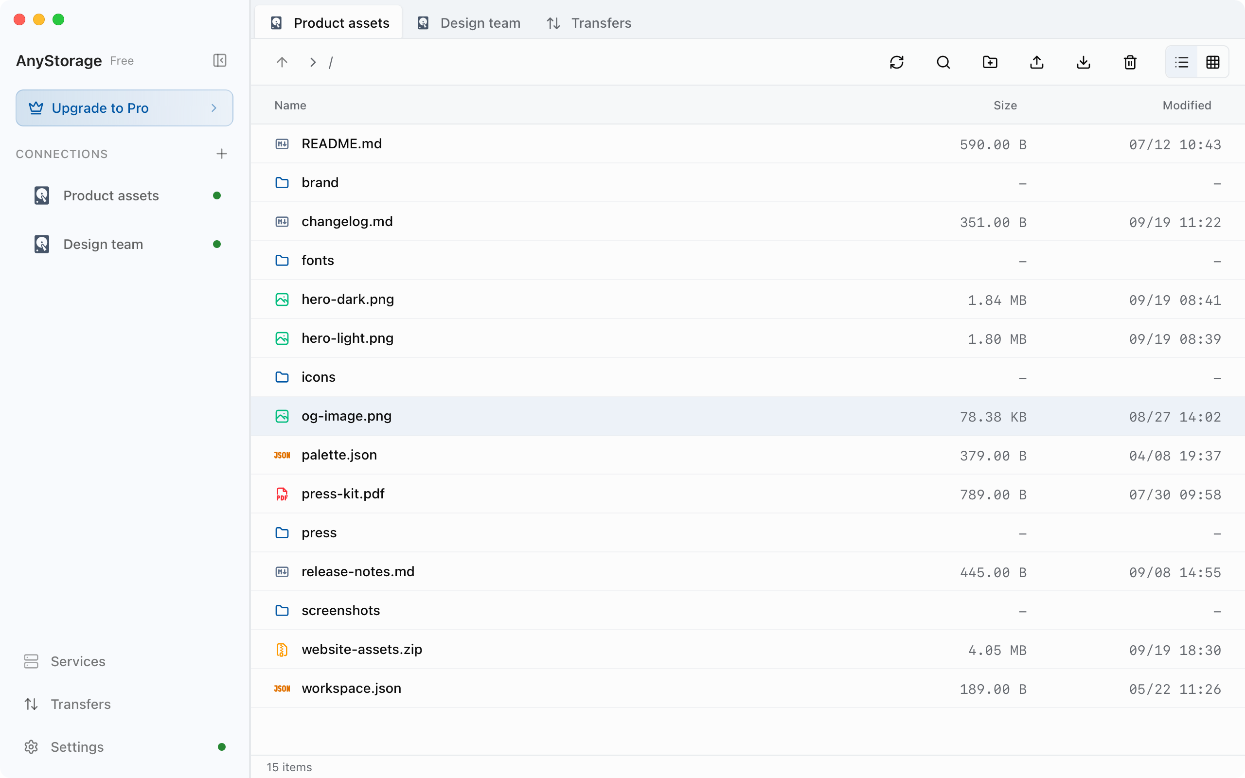 AnyStorage desktop app